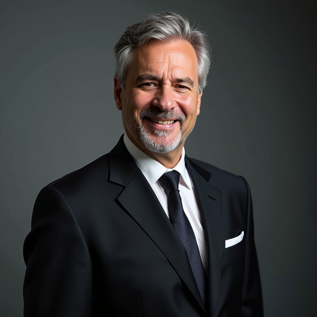 Marco Castellani, fondatore e direttore di EleganzaTime, uomo elegante di circa 50 anni con capelli grigi, vestito con abito sartoriale scuro, espressione professionale e cordiale